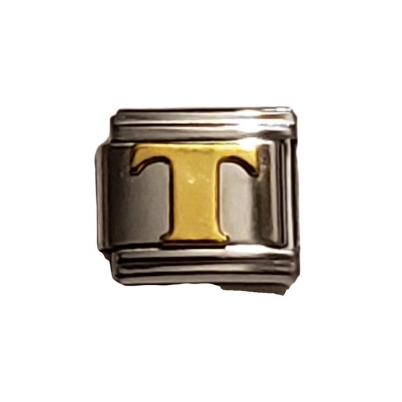 Italian Charm Bracelet Alphabet Letter Link - LETTER "T" - Picture 1 of 1